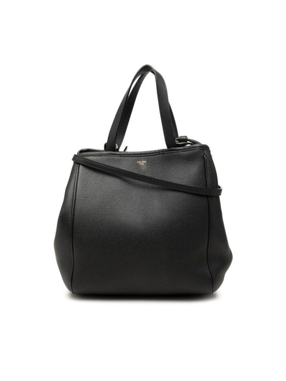Celine Small Fold Cabas 2-Way Shoulder Bag Black Leather